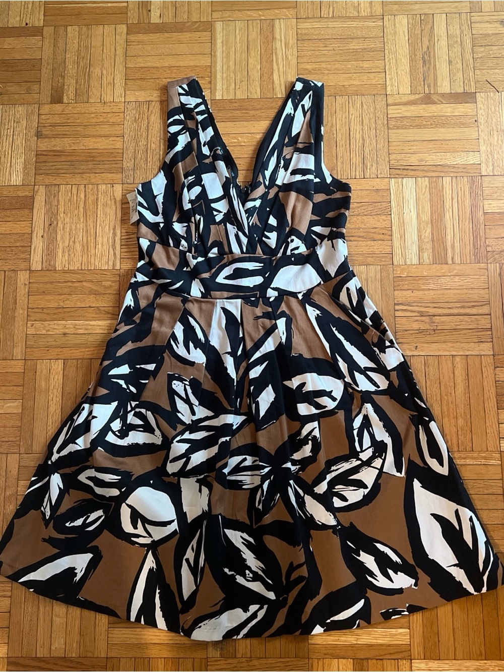Maurices Brown, Black & White Floral Fit-and-Flare Dress